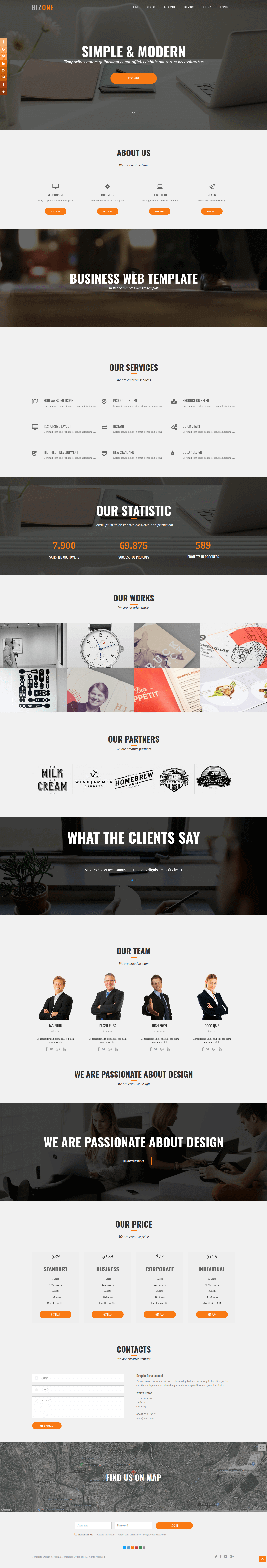 BizOne Joomla Onepage Template joomla Template OrdaSoft